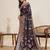 wine color embroidery with zari work satin saree with blouse