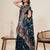 navy blue color embroidery with zari work satin saree with blouse