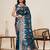 navy blue color embroidery with zari work satin saree with blouse