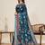navy blue color embroidery with zari work satin saree with blouse