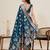 navy blue color embroidery with zari work satin saree with blouse