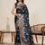 teal blue color embroidery with zari work satin saree with blouse