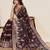 wine color embroidery with zari work satin saree with blouse