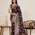 wine color embroidery with zari work satin saree with blouse