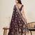 wine color embroidery with zari work satin saree with blouse