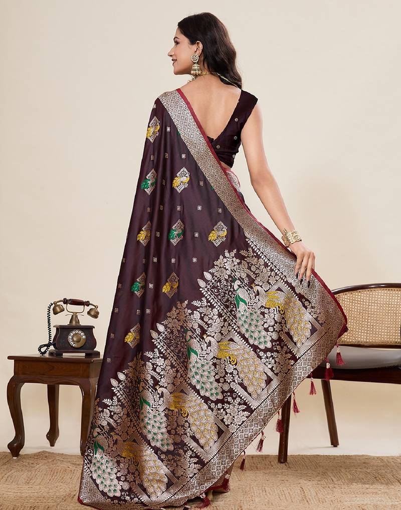 red embroidery with zari work sartin saree with blouse