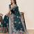 teal blue color embroidery with zari work satin saree with blouse