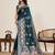 teal blue color embroidery with zari work satin saree with blouse