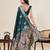 teal blue color embroidery with zari work satin saree with blouse