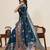 blue color embroidery with zari work satin saree with blouse