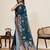 blue color embroidery with zari work satin saree with blouse