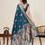 blue color embroidery with zari work satin saree with blouse