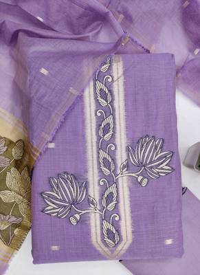 Muga cotton jamdani pichwai weaving unstitched suit with heavy santoon bottom and matching dupatta 4