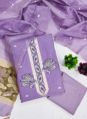 Muga cotton jamdani pichwai weaving unstitched suit with heavy santoon bottom and matching dupatta 6