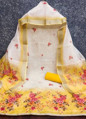 Simmer print unstitched suit with heavy santoon bottom and soft cotton dupatta 3