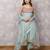 Aqua tissue chanderi colorblock yoke suit set with dupatta