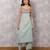 Aqua tissue chanderi colorblock yoke suit set with dupatta