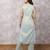 Aqua tissue chanderi colorblock yoke suit set