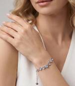  925 Sterling Silver Elegant Adjustable Blue Stone Heart Bracelet for Women