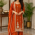 orange color thread and sequnce work silk blend salwar kameez set