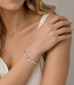 925 Sterling Silver  Adjustable Pink Stone Heart Bracelet for Women