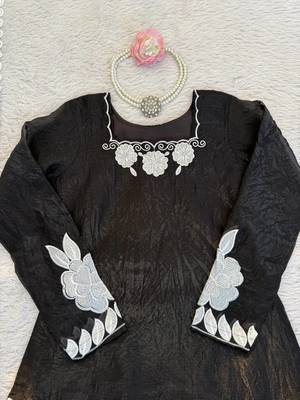 black color thread and sequnce work silk blend salwar kameez set 4