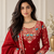 maroon color thread,sequnce and moti work silk blend salwar kameez set