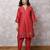 Coral silk blend chanderi hand embroidered suit set with dupatta