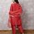 Coral silk blend chanderi hand embroidered suit set with dupatta