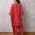 Coral silk blend chanderi hand embroidered suit set with salwar