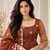 brown color thread and sequnce silk blend anarkali style salwar kameez set