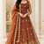 brown color thread and sequnce silk blend anarkali style salwar kameez set