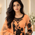 peach color thread and sequnce  faux georgette salwar kameez set