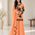 peach color thread and sequnce  faux georgette salwar kameez set