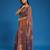 Brown tissue satin embellished saree with unstitched blouse piece.