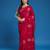 Rani tissue satin embellished saree with unstitched blouse piece.