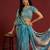 Sky blue tissue satin embellished saree with unstitched blouse piece.