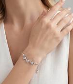925 Sterling Silver Triple Heart Charm Bracelet for Women