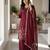Women maroon  embroidered kurta palazzo set with dupatta