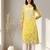 Seva chikan hand embroidered yellow georgette lucknowi chikankari kurta with inner slip