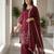 Women maroon  embroidered kurta palazzo set with dupatta