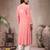 Seva chikan hand embroidered lucknowi chikankari peach rayon kurta scl4767