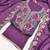 Vichitra silk embroidered unstitched suit with heavy santoon bottom and vichitra silk dupatta