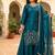 Women teal blue embroidered kurta palazzo set with dupatta