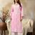 Seva chikan hand embroidered lucknowi chikankari pink rayon kurta scl4407