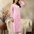 Seva chikan hand embroidered lucknowi chikankari pink rayon kurta scl4407