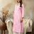 Seva chikan hand embroidered lucknowi chikankari pink rayon kurta scl4407