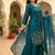 Women teal blue embroidered kurta palazzo set with dupatta
