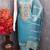 Sky blue roman silk embroidered unstitched suit with heavy santoon bottom and chanderi jacquard dupatta