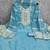 Sky blue roman silk embroidered unstitched suit with heavy santoon bottom and chanderi jacquard dupatta